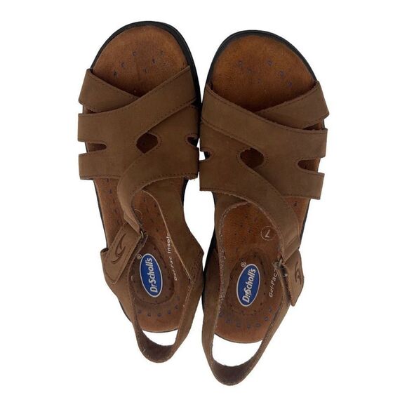 Dr. Scholls Sandals Women's 7 Cline Brown Leather Gel-Pac Insole comfort - Picture 5 of 7